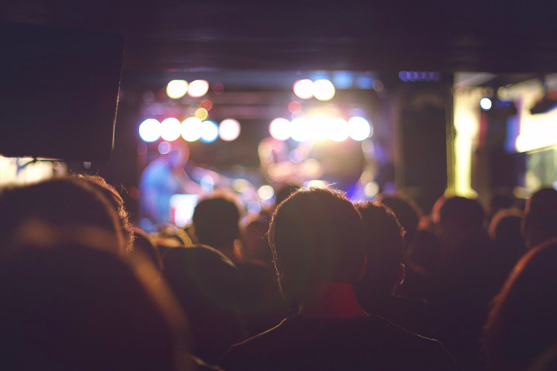 Public devant la scène d'un concert
